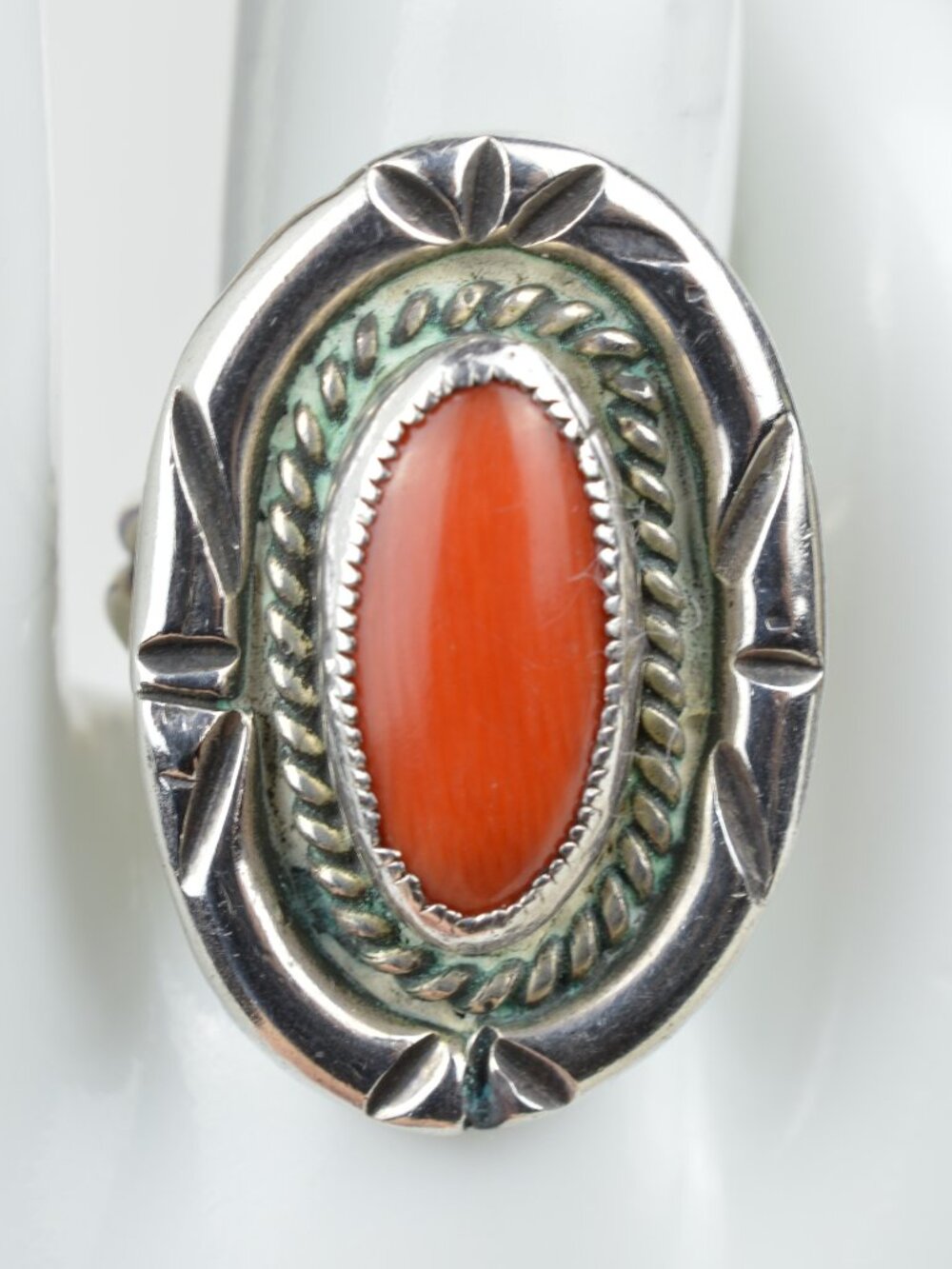 VTG Navajo Sterling Silver Red Coral Ring Size 6